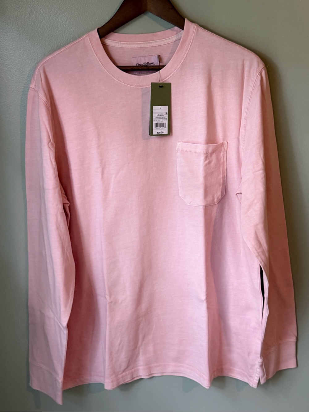Goodfellow & Co Light Pink Long-Sleeve Pocket Tee